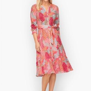 Talbots BELTED SHIRTDRESS CLUSTERED GARDEN 12P